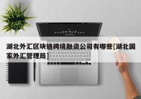 湖北外汇区块链跨境融资公司有哪些[湖北国家外汇管理局]